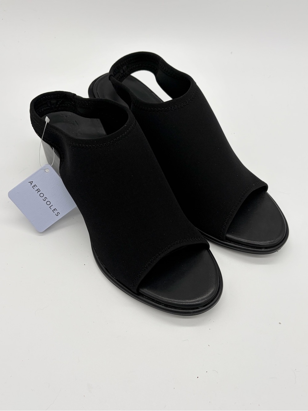 AEROSOLES Black Open-Toe Mule Sandals